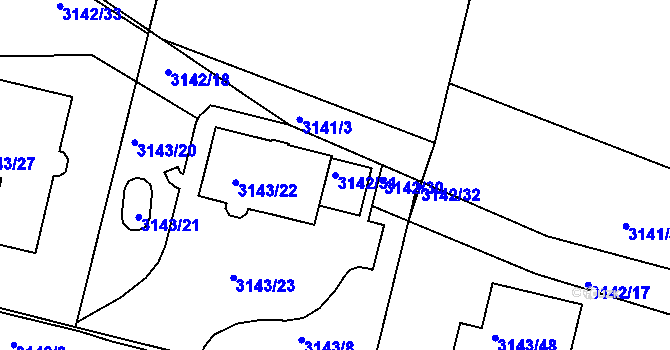 Parcela st. 3142/31 v KÚ Kadaň, Katastrální mapa