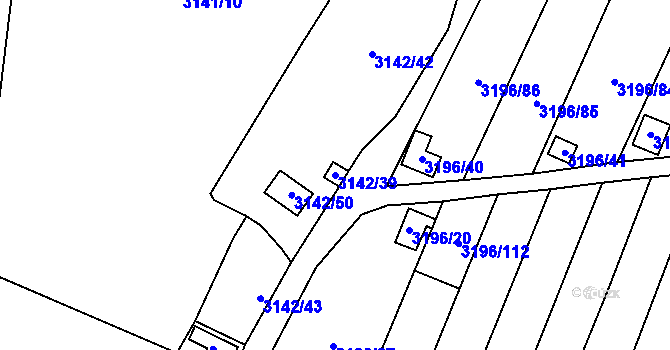 Parcela st. 3142/39 v KÚ Kadaň, Katastrální mapa