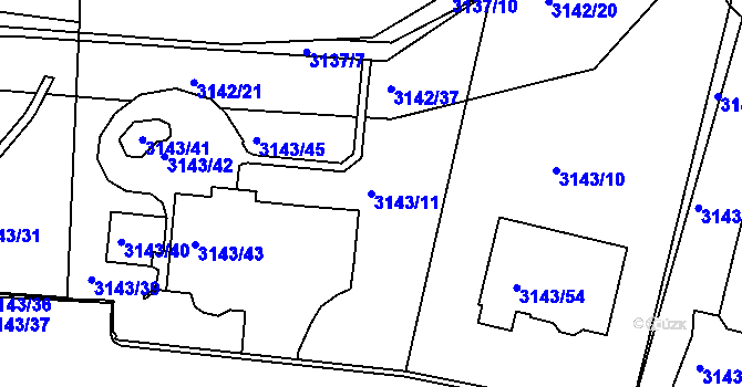 Parcela st. 3143/11 v KÚ Kadaň, Katastrální mapa