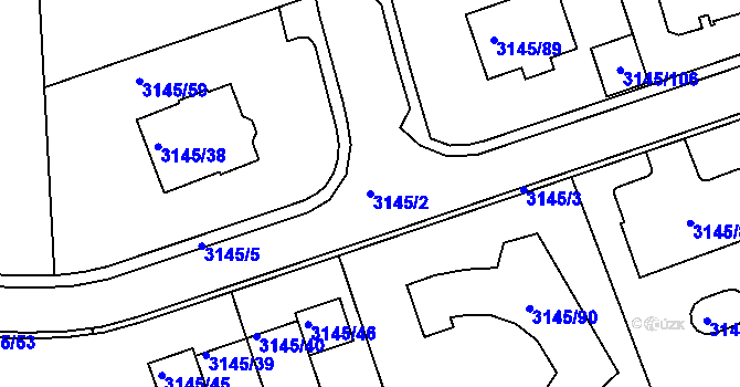Parcela st. 3145/2 v KÚ Kadaň, Katastrální mapa