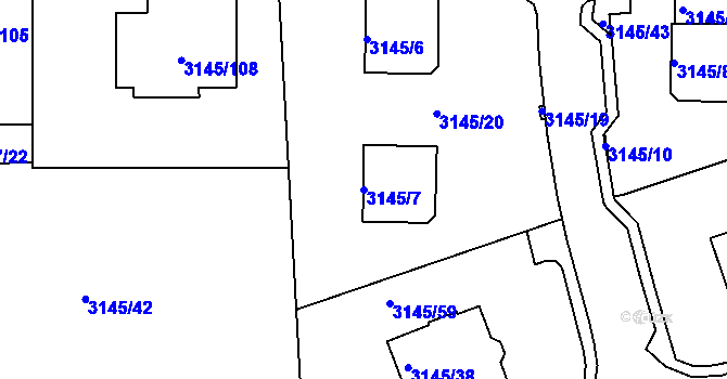 Parcela st. 3145/7 v KÚ Kadaň, Katastrální mapa