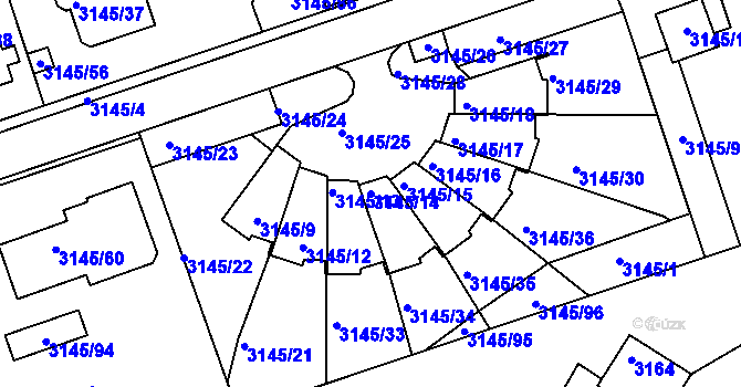 Parcela st. 3145/14 v KÚ Kadaň, Katastrální mapa