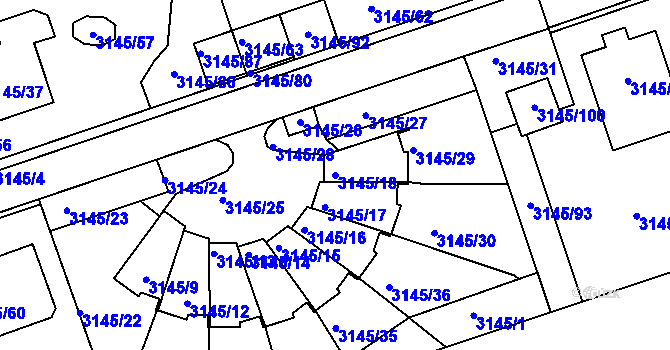 Parcela st. 3145/18 v KÚ Kadaň, Katastrální mapa