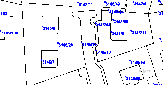 Parcela st. 3145/19 v KÚ Kadaň, Katastrální mapa