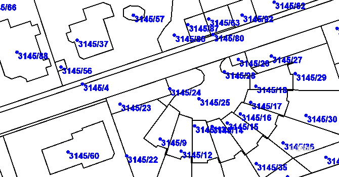 Parcela st. 3145/24 v KÚ Kadaň, Katastrální mapa
