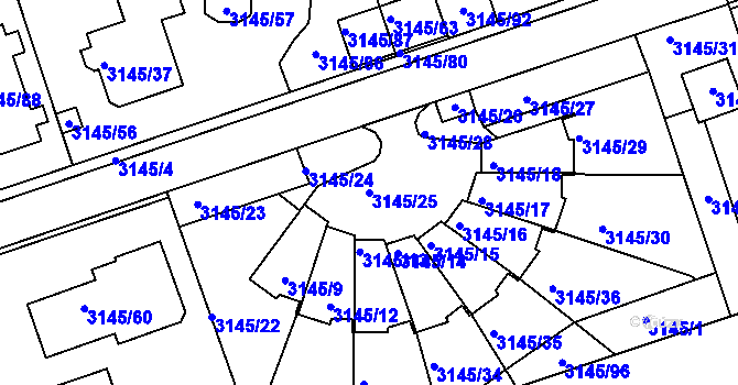 Parcela st. 3145/25 v KÚ Kadaň, Katastrální mapa