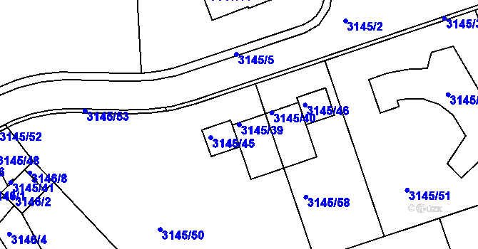 Parcela st. 3145/39 v KÚ Kadaň, Katastrální mapa