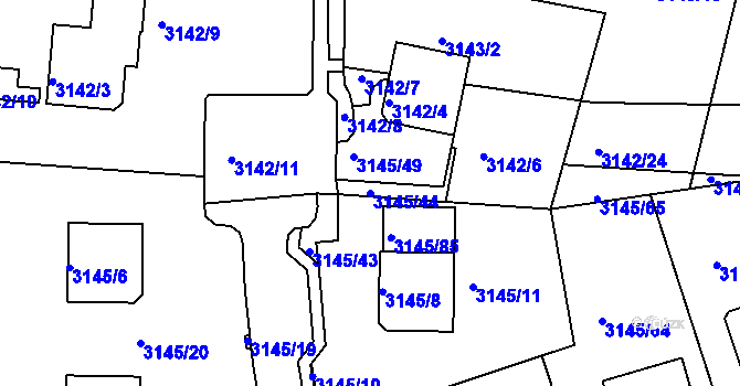 Parcela st. 3145/44 v KÚ Kadaň, Katastrální mapa