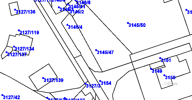 Parcela st. 3145/47 v KÚ Kadaň, Katastrální mapa