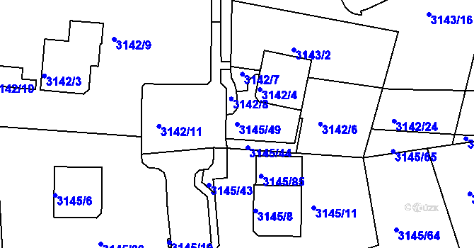 Parcela st. 3145/49 v KÚ Kadaň, Katastrální mapa