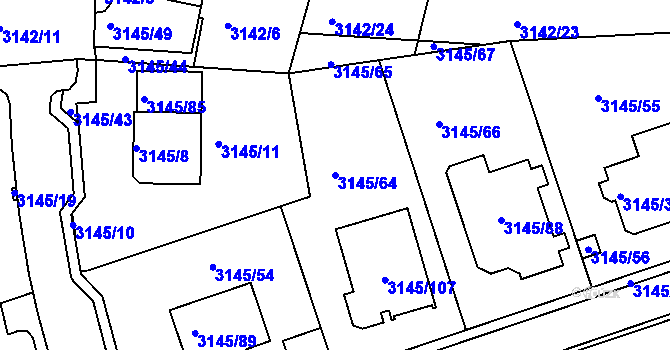 Parcela st. 3145/64 v KÚ Kadaň, Katastrální mapa