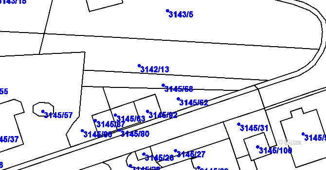 Parcela st. 3145/68 v KÚ Kadaň, Katastrální mapa