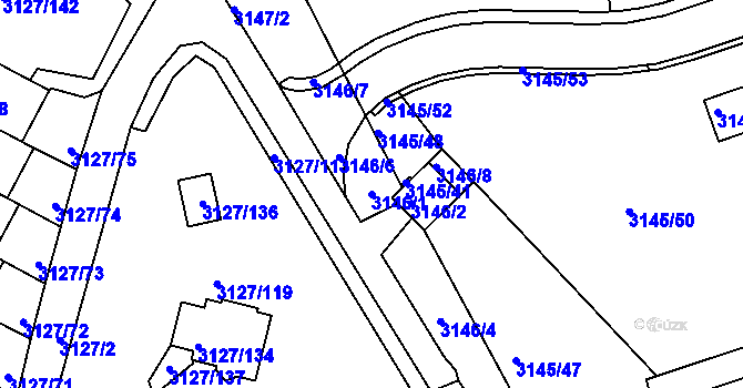 Parcela st. 3146/1 v KÚ Kadaň, Katastrální mapa