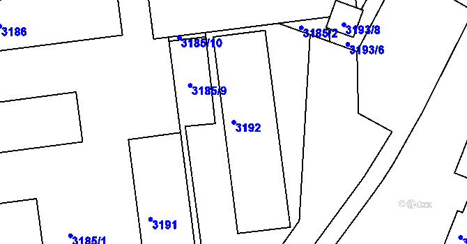 Parcela st. 3192 v KÚ Kadaň, Katastrální mapa