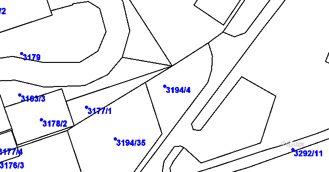 Parcela st. 3194/4 v KÚ Kadaň, Katastrální mapa