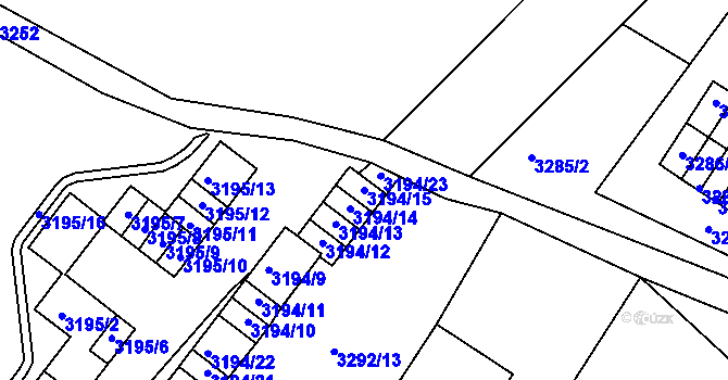 Parcela st. 3194/15 v KÚ Kadaň, Katastrální mapa