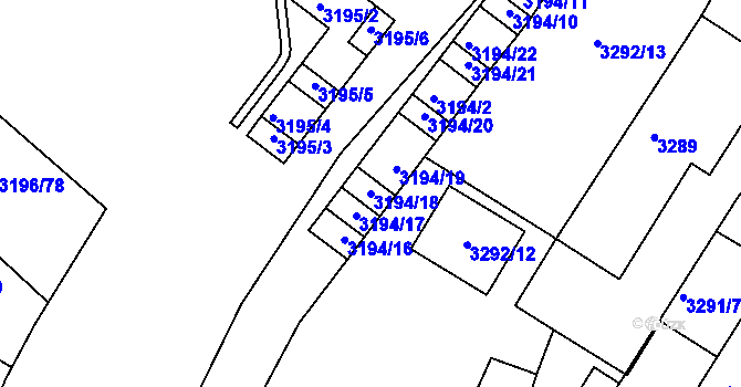 Parcela st. 3194/18 v KÚ Kadaň, Katastrální mapa