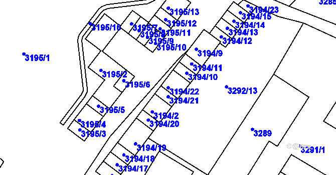 Parcela st. 3194/22 v KÚ Kadaň, Katastrální mapa