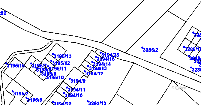 Parcela st. 3194/23 v KÚ Kadaň, Katastrální mapa
