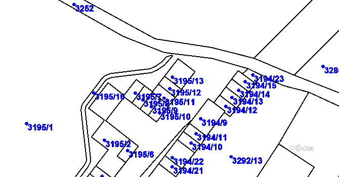 Parcela st. 3195/12 v KÚ Kadaň, Katastrální mapa