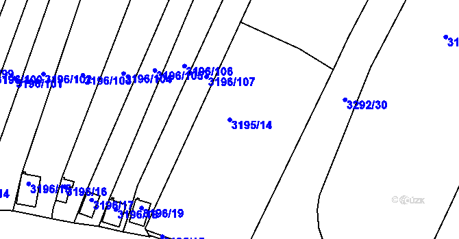 Parcela st. 3195/14 v KÚ Kadaň, Katastrální mapa