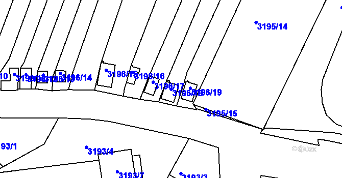 Parcela st. 3196/18 v KÚ Kadaň, Katastrální mapa