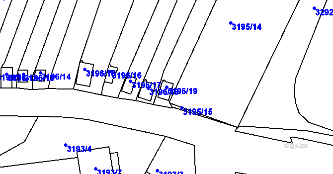 Parcela st. 3196/19 v KÚ Kadaň, Katastrální mapa