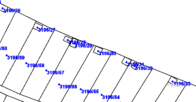 Parcela st. 3196/30 v KÚ Kadaň, Katastrální mapa