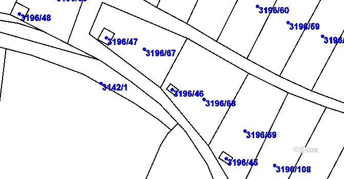 Parcela st. 3196/46 v KÚ Kadaň, Katastrální mapa
