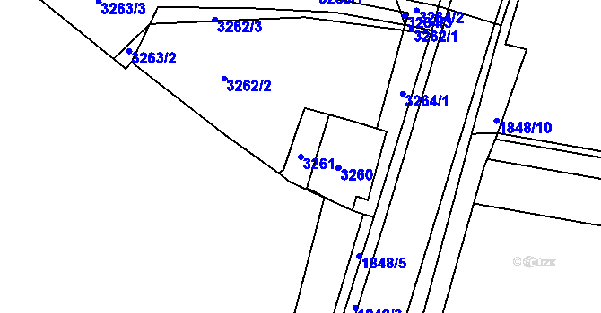 Parcela st. 3261 v KÚ Kadaň, Katastrální mapa