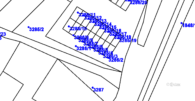 Parcela st. 3286/4 v KÚ Kadaň, Katastrální mapa