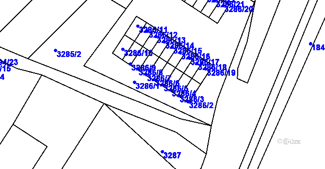 Parcela st. 3286/5 v KÚ Kadaň, Katastrální mapa