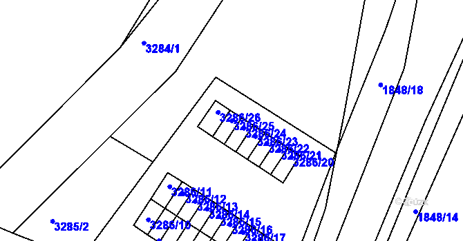Parcela st. 3286/25 v KÚ Kadaň, Katastrální mapa