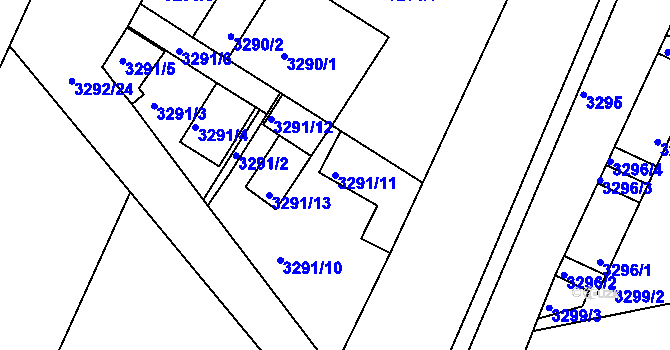 Parcela st. 3291/11 v KÚ Kadaň, Katastrální mapa