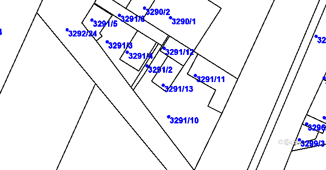 Parcela st. 3291/13 v KÚ Kadaň, Katastrální mapa