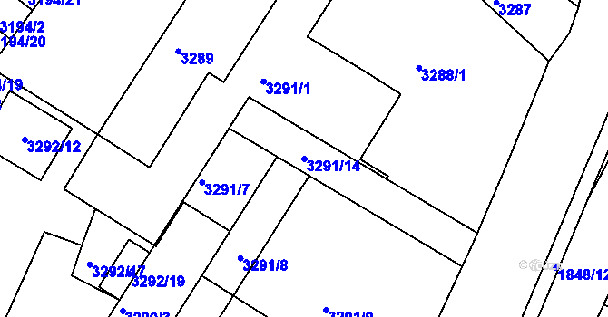 Parcela st. 3291/14 v KÚ Kadaň, Katastrální mapa