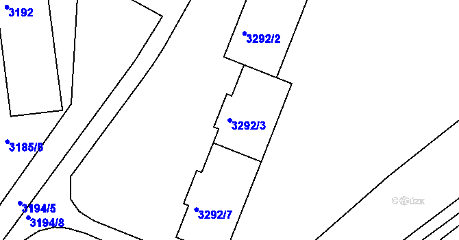 Parcela st. 3292/3 v KÚ Kadaň, Katastrální mapa