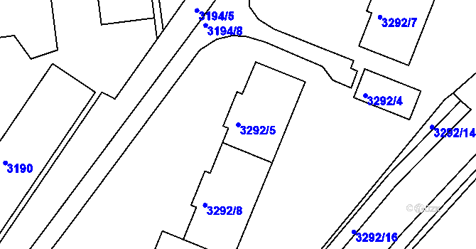 Parcela st. 3292/5 v KÚ Kadaň, Katastrální mapa