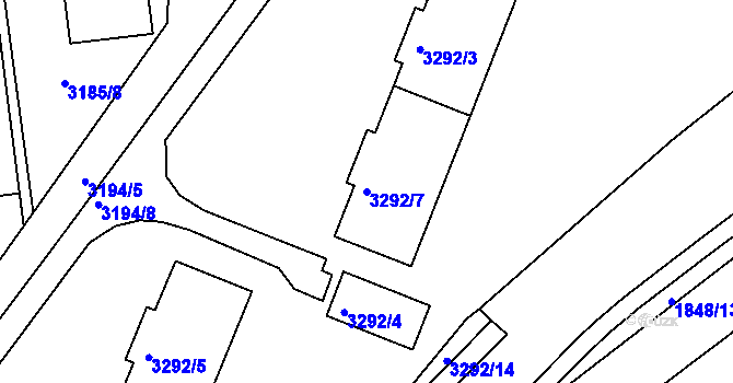 Parcela st. 3292/7 v KÚ Kadaň, Katastrální mapa