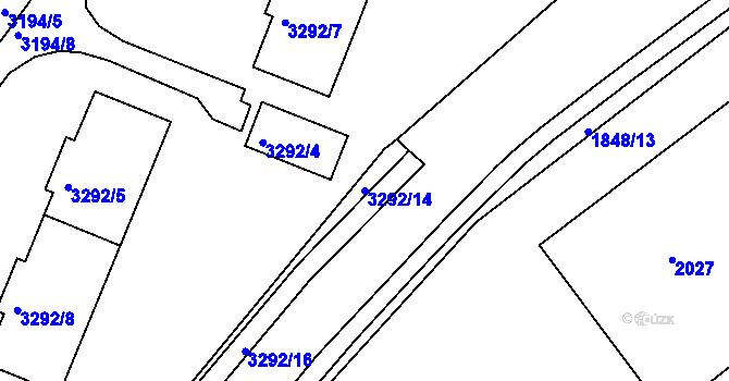 Parcela st. 3292/14 v KÚ Kadaň, Katastrální mapa