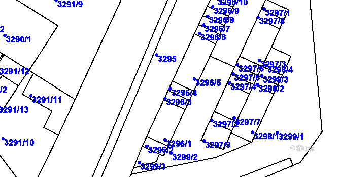 Parcela st. 3296/4 v KÚ Kadaň, Katastrální mapa