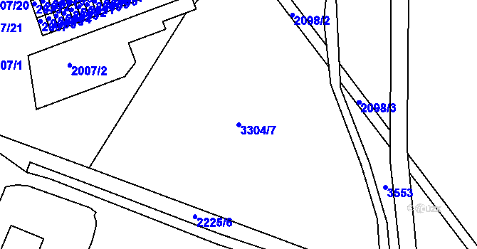 Parcela st. 3304/7 v KÚ Kadaň, Katastrální mapa