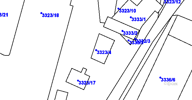Parcela st. 3323/4 v KÚ Kadaň, Katastrální mapa