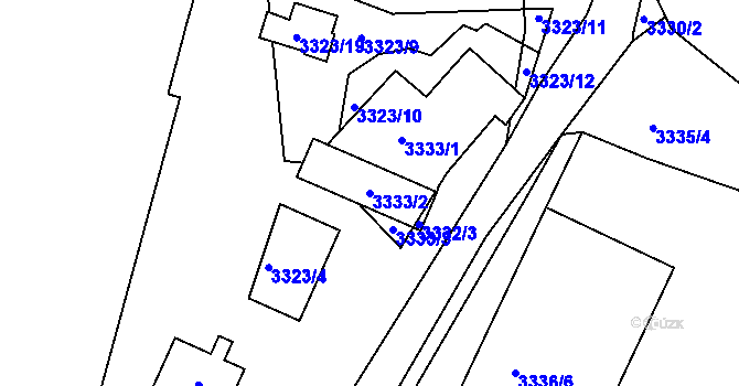 Parcela st. 3333/2 v KÚ Kadaň, Katastrální mapa