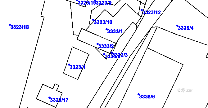 Parcela st. 3333/3 v KÚ Kadaň, Katastrální mapa