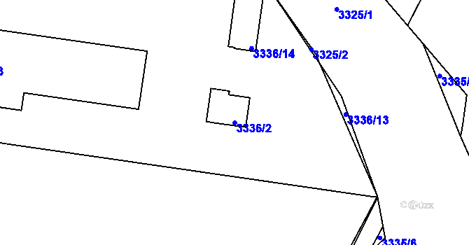 Parcela st. 3336/2 v KÚ Kadaň, Katastrální mapa