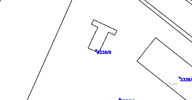 Parcela st. 3336/9 v KÚ Kadaň, Katastrální mapa