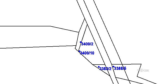Parcela st. 3400/2 v KÚ Kadaň, Katastrální mapa