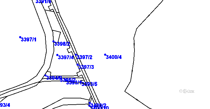 Parcela st. 3400/4 v KÚ Kadaň, Katastrální mapa