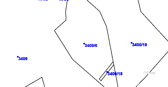 Parcela st. 3400/6 v KÚ Kadaň, Katastrální mapa